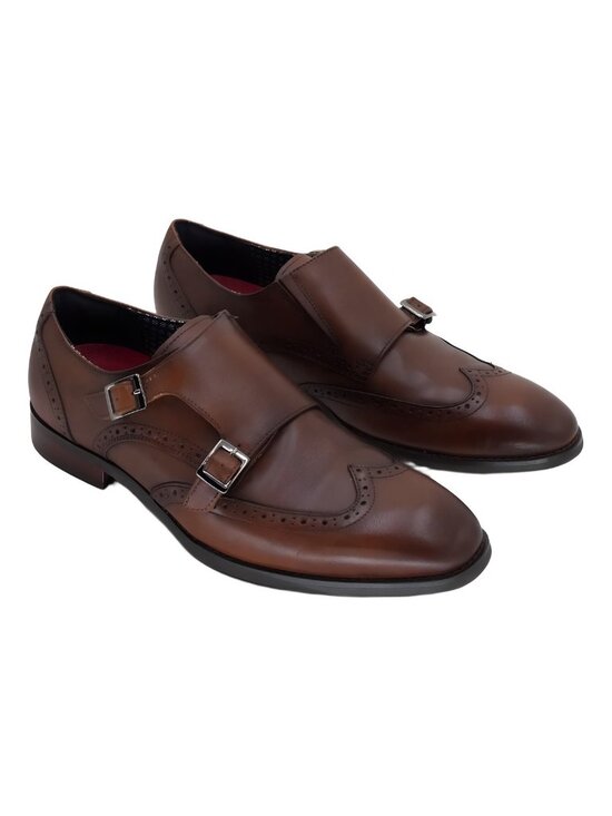 Stacy Adams Karson Wingtip Double-Monk Dress Shoes Cognac Brown Sz US 10 EU 43 main image 5